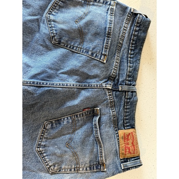 Levis 505 Jeans Mens 36x30 Blue Dark Wash Cotton Regular Fit Denim‎ Workwear - Picture 4 of 9